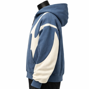 Sudadera con capucha extragrande para hombre, con bloques de color y cremallera completa, estilo urbano, con paneles en contraste, de forro polar grueso y mezcla de algodón. - Product Image 3