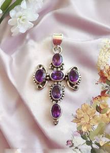 Pendentif en améthyste, pierre précieuse, argent sterling 925, plaqué or 18 carats, bijoux faits à la main, pierre de naissance de février, cadeau pour enfants et femmes - Product Image 3