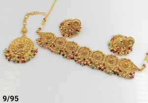 JOYERÍA DE COBRE TRADICIONAL Y DE MODA INDIA CONJUNTO DE JOYERÍA DE BODA NOVIA PARA MUJER CONJUNTO DE PENDIENTES Y COLLAR - Product Image 3