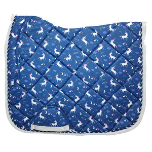 Manta de Silla de Montar Multiusos para Doma y Entrenamiento, Acolchada con Espuma y Algodón, con Diseño de Unicornio Azul Medianoche y Diamantes de Fantasía - Product Image 4