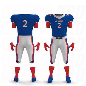 ชุดยูนิฟอร์มอเมริกันฟุตบอลดีไซน์ล่าสุด เสื้อคอมเพรสชั่น กระเป๋า ถุงมือ ปลอกแขน ชุดกีฬา ผ้าทวิลล์ลายปัก ชุดยูนิฟอร์มแบบซับลิเมชั่น - Product Image 3