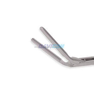 Pince DeBakey manuelle, embouts angulaires de 1 mm, tige de 5 mm, longueur de travail de 9 pouces (23 cm), poignée à pression, acier inoxydable, 14,25 pouces (36 cm) - Product Image 5