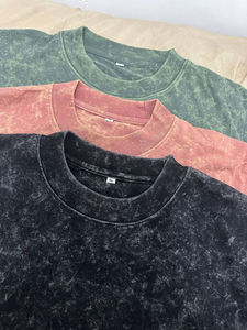 Camiseta holgada de gran tamaño lavada con ácido 2025 para hombre, ropa de calle de algodón de alta calidad 100%, stock sólido a granel, 220 gramos - Product Image 5