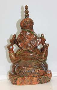 รูปปั้นพระพิฆเนศแกะสลักจากอัญมณีอูนาไคต์แจสเปอร์ งานฝีมือธรรมชาติ ความสูง 6 นิ้ว ผลิตในอินเดีย รูปปั้นรูปพระพิฆเนศจาก Rudra Gems คริสตัลบำบัด - Product Image 5