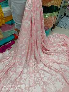 Nueva colección de tela de tul Georgette pesada con patrón de bordado para vestidos de novia de mujer disponible a precio de exportación - Product Image 4