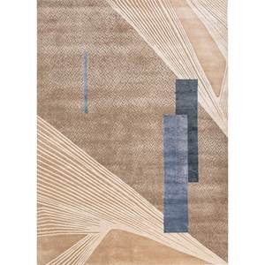 Alfombra de Lana y Seda de Bambú Anudada a Mano en Beige Azalea y Marrón, 10 mm de Grosor, Rectangular, con Patrón Abstracto para el Hogar o el Pasillo - Modelo AIWB-5014 - Product Image 1