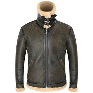 2024 hommes hiver veste en cuir en peau de mouton en cuir de mouton Rock vestes haute qualité B3 Bomber hommes manteaux - Product Image 6