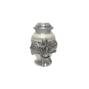 Silver European Style Cremation <b>Urn</b> with Angel Wings Design for Adult Ashes Storage - Product Image 1