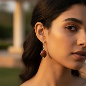 Women's Silver <b>Red</b> Jasper <b>Drop</b> <b>Earrings</b> Fashionable Gemstone Jewelry - Product Image 3