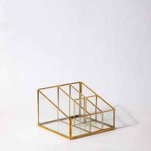 High on Demand Brass with <b>Glass</b> Multi Organizer Perfect for Makeup Stationery & <b>Desk</b> Essentials Available at Good Price - Product Image 3