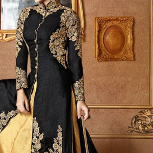 BEAUTIFUL & TRENDY---STYLISH <b>JACKET</b> WITH LEHENGA DRESS EMBELLISH BEAUTIFUL CRYSTAL GLASS BEADS,DABKA WORK for Party-WEAR @ 2022 - Product Image 1