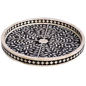 Modern Handmade Eco-Friendly Bone Inlay Tray with Detailed Inlay Art | Elegant Dishwasher Safe Serving & <b>Display</b> Tray - Product Image 4
