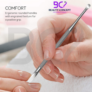 Empujador de cutículas de uñas de acero inoxidable de doble cara Producto antideslizante duradero; Limpiador de uñas de cuchara con empujador Empujadores de cutículas de uñas - Product Image 3