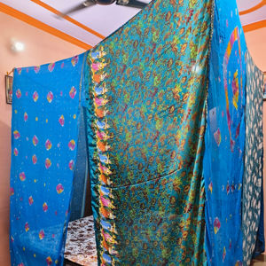 Multicolored Bohemian Sari <b>Bed</b> <b>Canopy</b> with Mosquito Net for Home Decor and Camping - Product Image 1