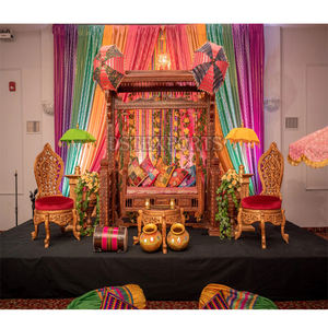Décor de mariage punjabi sikh scène Mehndi décor de mariage sikh coloré scène Mehndi décor de scène indien lumineux Mehndi Sangeet - Product Image 5