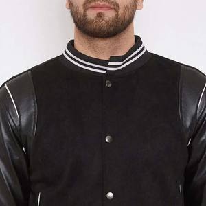 Veste universitaire personnalisée avec logo, veste de baseball pour couple, veste pour homme, manches en cuir, broderie, veste universitaire noire, veste varsity - Product Image 2