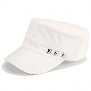 Casquette en coton pour hommes et femmes, casquette plate avec rivets, casquette de baseball décontractée, style polyvalent en gros - Product Image 5