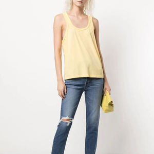 Tela de algodón transpirable Tamaño EE. UU. Mujeres para TankTop OEM ODM Fabricación Tanktop Mujeres acanalado Venta al por mayor Gym Fitness Tantop - Product Image 2