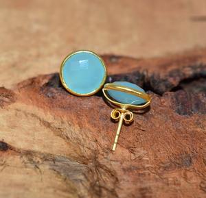 Boucles d'oreilles en chalcédoine, bijoux pour femmes, style bohème argenté, bijoux en argent sterling 925, boucles d'oreilles tendance faites à la main - Product Image 3