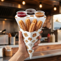 Cône en papier triangulaire jetable pour gaufres et glaces, emballage alimentaire de qualité alimentaire, cornet gaufre
