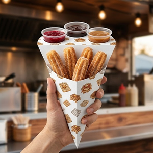Cono di Carta Triangolare Monouso per <span class=keywords><strong>Gelato</strong></span>, Contenitore per Alimenti di Grado Alimentare, Cornet Gaufre - Product Image 3