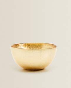 Bol de service rond en chocolat et dattes plaqué or, élégant, avec bordure perlée, style arabe, décoration de table, centre de table. - Product Image 3