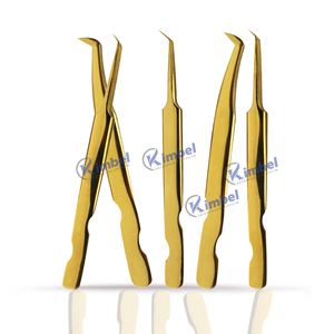 Pinzas de extensión de pestañas con punta de fibra de etiqueta privada de embalaje de caja personalizada de acero inoxidable rectas - Product Image 3