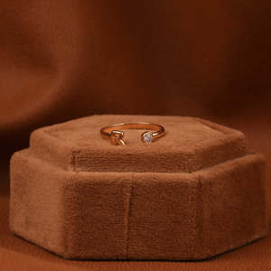 Tiny Round Cut Lab Grown Diamond Luxury <b>Open</b> <b>Ring</b> Personalized R Letter CVD Diamond <b>Ring</b> in 18KT Gold <b>Ring</b> - Product Image 1