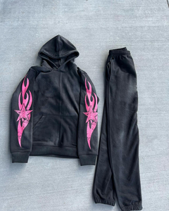 Survêtement de sport décontracté 100% coton personnalisé pour hommes Survêtement à capuche de haute qualité avec pantalon pour l'hiver Motif solide - Product Image 6