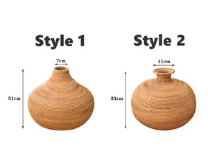 Offre Spéciale grand vase de table en rotin marron vintage élégant vase de sol à motif rond pour la décoration intérieure ou le mariage forme unique - Product Image 2