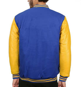 Chaquetas Universitarias Personalizadas para la Temporada de Invierno, Cuerpo de Lana, Mangas de Cuero Genuino, Cuello Alto, Decoración Bordada, Tejido No Tejido - Product Image 4