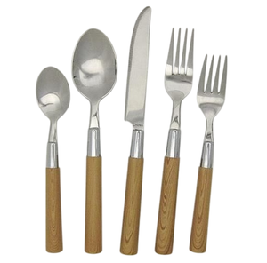Juego de Cubiertos de Acero Inoxidable Premium Más Vendido, con Mango de Color Madera Ecológico, para Cocina Casera, Incluye Cuchillo - Product Image 3