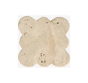 Decorative Flower Shape Travertine Stone Coaster Set Heat Resistant Handmade Natural <b>Table</b> <b>Protection</b> for Home Decor - Product Image 2
