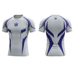 Chemises de compression à manches courtes pour hommes adultes, coupe ajustée, motif 3D, respirantes, protection contre les éruptions cutanées, vêtements de fitness, BJJ MMA, couture tissée - Product Image 1