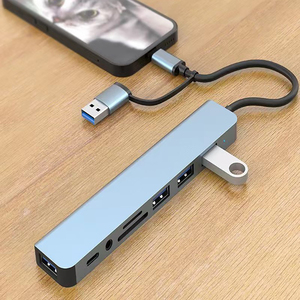 <span class=keywords><strong>Hub</strong></span> USB 3.0 et 2.0 8-en-1 à double connecteur 3.5mm <span class=keywords><strong>Audio</strong></span> PD Charging SD TF Multiport USB <span class=keywords><strong>Hub</strong></span> - Product Image 6