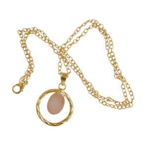 Colgante Clásico Vintage de Cuarzo Ahumado Chapado en Oro de 18K con Engaste de Bisel, Unisex - Product Image 1