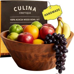 ชามเสิร์ฟผลไม้ทำจากไม้เป็นมิตรกับสิ่งแวดล้อมสำหรับเคาน์เตอร์ห้องครัวความจุขนาดใหญ่สำหรับใส่ผลไม้ขนมขบเคี้ยวข้าวโพดคั่วชามตกแต่งที่ทันสมัย - Product Image 1