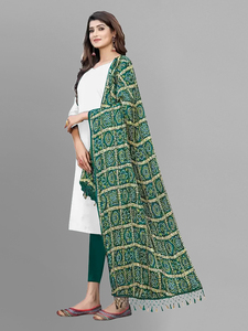 Trendmalls Women's bandhej Chinon Silk dupatta (D01-DarkGreen) เสื้อผ้าอินเดีย & ปากีสถาน - Product Image 3