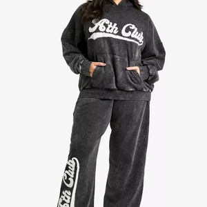 Conjunto de chándales con capucha de gran tamaño para mujer personalizados de alta calidad para mujer, chándales informales hechos a medida para mujer - Product Image 1