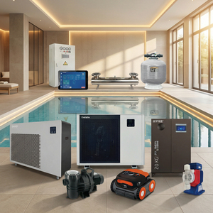 Système de filtration complet pour piscines intérieures commerciales de grande taille, pompe à eau filtrante, pompe à chaleur, déshumidificateur - Product Image 1