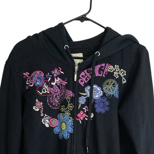 Sweat-shirt d'hiver surdimensionné style Y2K vintage, sweat à capuche pour femme avec fermeture éclair sur le devant, imprimé floral et motif paix esthétique - Product Image 6