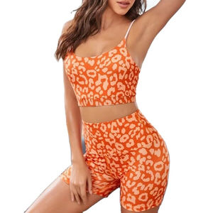 Conjunto de Yoga Corto Personalizado para Mujer, Transpirable, de Spandex/Poliéster, con Logotipo Frontal Sólido, 2 Piezas, Ropa Deportiva para Gimnasio - Product Image 1