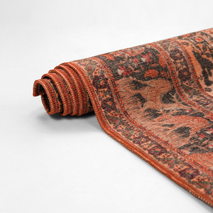 Alfombra Turca Art Deco Vintage de Terracota con Estampado Digital, Diseño Tradicional de Medallón, Lavable, Antideslizante y Plegable - Product Image 4