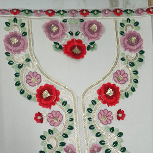 Cuello de cuello bordado con estilo en tela de red con trabajo de lentejuelas brillantes para blusa vestido Sari escote sastrería moda - Product Image 3