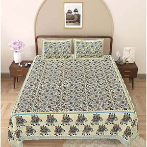 Juego de Sábanas King de 3 Piezas con Motivos Étnicos Azules a Rayas, 100% Algodón, con 2 Fundas de Almohada (ADB1484) - Product Image 2