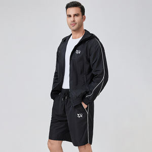 Hommes nouvelle mode Baggy fermeture éclair coupe-vent survêtement ensemble 100% coton hiver Nylon Polyester veste Shorts coupe-vent veste - Product Image 1