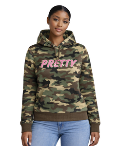 Sudadera con Capucha Camo Pretty Girl, Ropa de Hermandad Griega, Sudadera Rosa y Verde para Mujer, Sudadera de Hermandad Universitaria, Moda Griega - Product Image 3