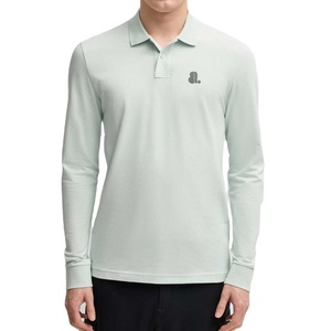 Camiseta de Fibra de Bambú Transpirable Informal Sólida para Hombre de la Mejor Calidad con Tapeta de Dos Botones, Tela Jersey Estampada Personalizada - Product Image 1