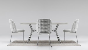 Ensemble de table de luxe moderne en acier inoxydable pour la maison et la villa avec confort et style comprenant une chaise de salle à manger - Product Image 2
