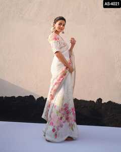 Ấn Độ Và Pakistan Phong Cách Georgette Saree Nặng In Kỹ Thuật Số Và Sẵn Sàng Trình Tự Làm Việc Lụa Satin In Kỹ Thuật Số Ren Biên Giới Sari - Product Image 5